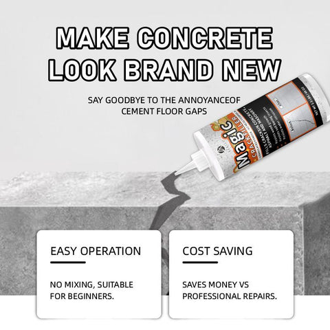Magic Crack Filler – Fast-Drying, Weather-Resistant Concrete Repair for Driveways, Walkways, Patios, Foundations, Garages, Steps, and Pool Decks - Black - Size 300g