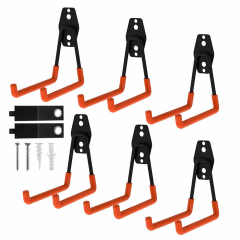 Garage Hooks, 6 Pack Medium Square Wall Hooks for Hanging Heavy Duty Ladders, Bikes, Tools Ideal for Garage, Garden, Basement Utility Room Storage (Orange) In Australia - Darrahopens