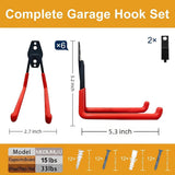 Garage Hooks, 6 Pack Medium Square Wall Hooks for Hanging Heavy Duty Ladders, Bikes, Tools Ideal for Garage, Garden, Basement Utility Room Storage (Orange)