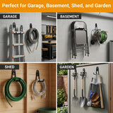 Garage Hooks, 4 Pack 7.7inch Large Square Wall Hooks for Hanging Heavy Duty Ladders, Bikes, Tools Ideal for Garage, Garden, Basement Utility Room Storage (Black)