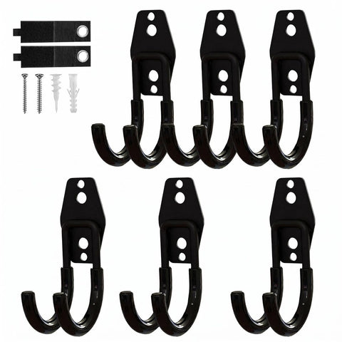 Garage Hooks, 6 Pack Small Round Wall Hooks for Hanging Heavy Duty Ladders, Bikes, Tools Ideal for Garage, Garden, Basement Utility Room Storage (Black) In Australia - Darrahopens
