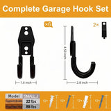 Garage Hooks, 6 Pack Small Round Wall Hooks for Hanging Heavy Duty Ladders, Bikes, Tools Ideal for Garage, Garden, Basement Utility Room Storage (Black)