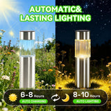Solar Pathway Lights Outdoor, Stainless Steel Solar Garden Lights, Bright 35LM Warm White LED, Auto On/Off IP65 Waterproof Path Lights for Yard, Lawn, Walkway, Patio, Driveway - Black - Size 1 Pack
