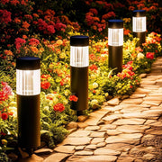 Solar Pathway Lights Outdoor, Stainless Steel Solar Garden Lights, Bright 35LM Warm White LED, Auto On/Off IP65 Waterproof Path Lights for Yard, Lawn, Walkway, Patio, Driveway - Black - Size 4 Pack