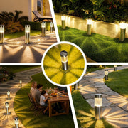 Solar Pathway Lights Outdoor, Stainless Steel Solar Garden Lights, Bright 35LM Warm White LED, Auto On/Off IP65 Waterproof Path Lights for Yard, Lawn, Walkway, Patio, Driveway - Black - Size 4 Pack