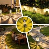 Solar Pathway Lights Outdoor, Stainless Steel Solar Garden Lights, Bright 35LM Warm White LED, Auto On/Off IP65 Waterproof Path Lights for Yard, Lawn, Walkway, Patio, Driveway - Black - Size 4 Pack