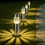 Solar Pathway Lights Outdoor, Stainless Steel Solar Garden Lights, Bright 35LM Warm White LED, Auto On/Off IP65 Waterproof Path Lights for Yard, Lawn, Walkway, Patio, Driveway - Silver - Size 4 Pack