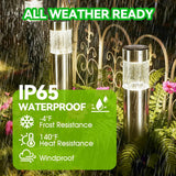 Solar Pathway Lights Outdoor, Stainless Steel Solar Garden Lights, Bright 35LM Warm White LED, Auto On/Off IP65 Waterproof Path Lights for Yard, Lawn, Walkway, Patio, Driveway - Silver - Size 4 Pack