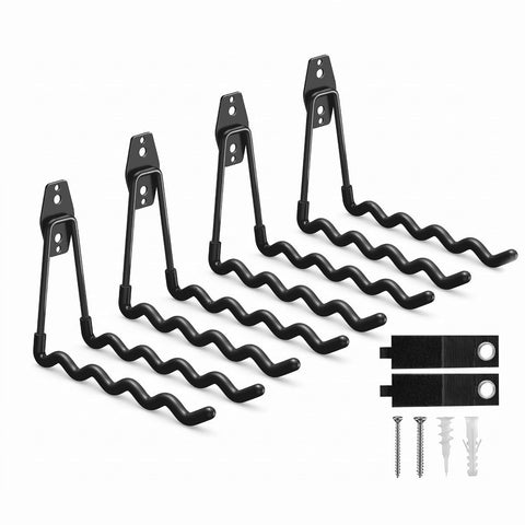 Garage Hooks, 4 Pack Wave Hooks for Hanging Heavy Duty Ladders, Bikes, Tools Ideal for Garage, Garden, Basement Utility Room Storage (Black) In Australia - Darrahopens