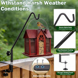 15 in Deck Railing Plant Hanger 2 PCS, Deck Hooks for Railing | Heavy Duty Solid Iron Shepherds Hook, For Deck Railing & Bird Feeders Outdoors, Stable Plant Hanger Bracket for Balcony,Porch - Black