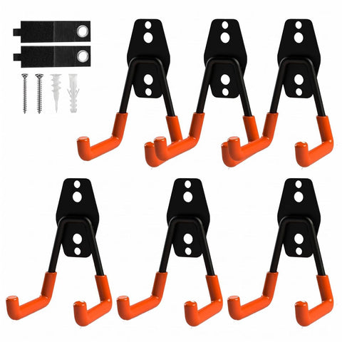 6-Pack Small Square Heavy Duty Garage Hooks, Ideal for Hanging Ladders, Bikes, Tools, Garage, Garden, Basement, Shed, Utility Room Storage (Orange) In Australia - Darrahopens