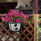 2-Pack Metal Plant Holders for Indoor Outdoor Railings, Fence Plant Hangers, Hanging Flower Baskets for Porch, Balcony, Stair Railing - White In Australia - Darrahopens
