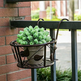 2-Pack Metal Plant Holders for Indoor Outdoor Railings, Fence Plant Hangers, Hanging Flower Baskets for Porch, Balcony, Stair Railing - White