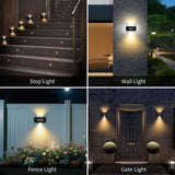 Solar Fence Lights, Solar Wall Lights Waterproof Outdoor Up and Down Lighting for Outside, Garden, Walkway, Door, Porch, Deck - Warm White - Size 4 Pack In Australia - Darrahopens