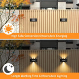 Solar Fence Lights, Solar Wall Lights Waterproof Outdoor Up and Down Lighting for Outside, Garden, Walkway, Door, Porch, Deck - Warm White - Size 8 Pack