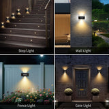 Solar Fence Lights, Solar Wall Lights Waterproof Outdoor Up and Down Lighting for Outside, Garden, Walkway, Door, Porch, Deck - Warm White - Size 8 Pack