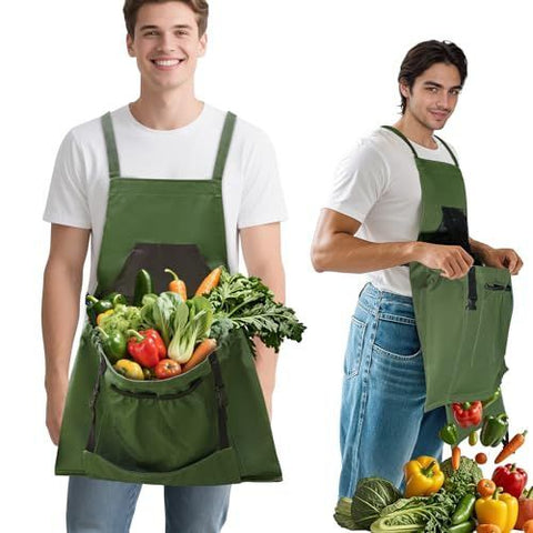 2Pack Gardening Apron, Garden Apron with Quick Release Pockets,Water Resistant Oxford with Adjustment Cross Strap,Farm Work - Green - Size 2Pack