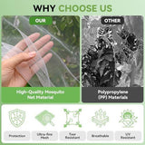 4.9x4Ft Garden Bird Netting for Plant and Fruit Tree Protection,4 Pack Garden Netting with Zipper & Drawstring,Mosquito Net Pest Barrier for Blueberry Bushes Tomato Fruit Tree and Plants - White - Size 4.9x4Ft