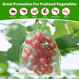 5*7cm 100PCS Fruit Protection Bags Green Netting Drawstring Mesh Cover, Pest Barrier for Tomato, Fruits, Blueberry, Veggies Garden - White - Size 5*7cm