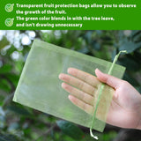 17*23cm 100PCS Fruit Protection Bags Green Netting Drawstring Mesh Cover, Pest Barrier for Tomato, Fruits, Blueberry, Veggies Garden - White - Size 17*23cm