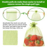 8*10cm 100PCS Fruit Protection Bags Green Netting Drawstring Mesh Cover, Pest Barrier for Tomato, Fruits, Blueberry, Veggies Garden - White - Size 8*10cm
