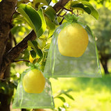 9*12cm 100PCS Fruit Protection Bags Green Netting Drawstring Mesh Cover, Pest Barrier for Tomato, Fruits, Blueberry, Veggies Garden - White - Size 9*12cm