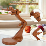 Embroidery Stand Beech Wood Violin Base Clamp Cross Stitch Holder Adjustable Height and Angle, Stable Violin-Shaped Base, Universal Clamp Fits Most Hoops, Premium Beech Wood Construction