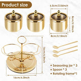Stainless Steel Sugar Bowl Set, Rotatable 3 Flavour Seasoning Jar with Visible Glass Lid and Spoon, Condiment Pots Seasoning Box, Seasoning Dispenser, Reusable Spice Container for Kitchens In Australia - Darrahopens