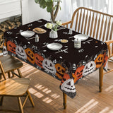 Halloween Tablecloth Black Orange | Pumpkin Jack-O-Lantern Cobweb Washable Table Cover for Party Picnic Dinner Decor - Black-Orange - Size 36in*60in In Australia - Darrahopens