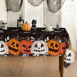 Halloween Tablecloth Black Orange | Pumpkin Jack-O-Lantern Cobweb Washable Table Cover for Party Picnic Dinner Decor - Black-Orange - Size 36in*60in In Australia - Darrahopens