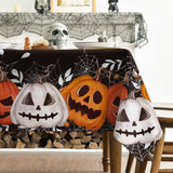 Halloween Tablecloth Black Orange | Pumpkin Jack-O-Lantern Cobweb Washable Table Cover for Party Picnic Dinner Decor - Black-Orange - Size 60in*60in In Australia - Darrahopens