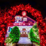 LED White Christmas Lights Outdoor, String Lights Plug in | Extendable, 8 Modes Christmas Tree Light, Timer, Durable, for Room Garden Patio Porch Wedding Christmas Halloween Decoration - Red & Green - Size 50m 400-LED Light String with 3m Extension Cable