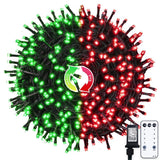 LED White Christmas Lights Outdoor, String Lights Plug in | Extendable, 8 Modes Christmas Tree Light, Timer, Durable, for Room Garden Patio Porch Wedding Christmas Halloween Decoration - Red & Green - Size 50m 500-LED Light String with 3m Extension Cable