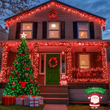 LED White Christmas Lights Outdoor, String Lights Plug in | Extendable, 8 Modes Christmas Tree Light, Timer, Durable, for Room Garden Patio Porch Wedding Christmas Halloween Decoration - Red & Green - Size 50m 500-LED Light String with 3m Extension Cable