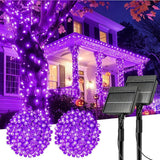 Solar String Lights Outdoor, 2 Pack LED Solar Outdoor Lights | Solar Fairy Lights with 8 Lighting Modes, Waterproof Solar Christmas Halloween  Lights for Outside Tree Garden Balcony Gazebo Party - Purple - Size 72ft 200-LED String Light