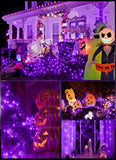 Solar String Lights Outdoor, 2 Pack LED Solar Outdoor Lights | Solar Fairy Lights with 8 Lighting Modes, Waterproof Solar Christmas Halloween  Lights for Outside Tree Garden Balcony Gazebo Party - Purple - Size 105ft 300-LED String Light