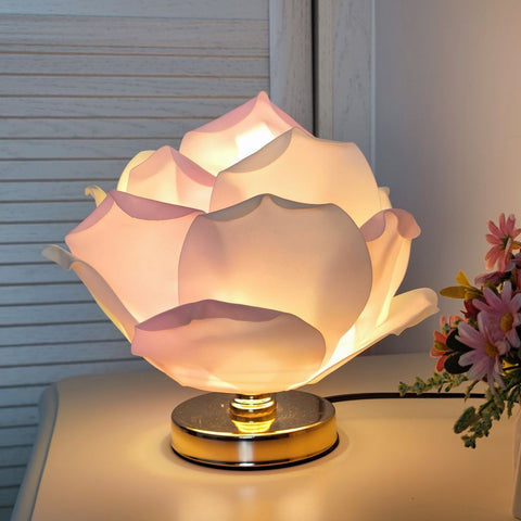 Dimmable Rose Shape Table Lamp - Romantic Floral Ambient Light with Metal Base for Bedroom, Living Room, and Lover Girlfriend Gift Wedding Anniversary Occasions - Pink - Size 15.7x11Inches In Australia - Darrahopens