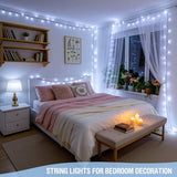 LED White Christmas Lights Outdoor, String Lights Plug in | Extendable, 8 Modes Christmas Tree Light, Timer, Durable, for Room Garden Patio Porch Wedding Christmas Halloween Decoration - White - Size 100m 800-LED Light String with 3m Extension Cable