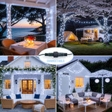LED White Christmas Lights Outdoor, String Lights Plug in | Extendable, 8 Modes Christmas Tree Light, Timer, Durable, for Room Garden Patio Porch Wedding Christmas Halloween Decoration - White - Size 10m 100-LED Light String with 3m Extension Cable