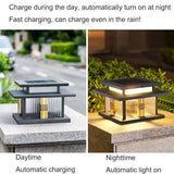 Length: 25 cm Outdoor Stainless Steel Post Light, Modern LED Fence Deck Cap Light Lantern Column Lamp for Flat Surface Patio with Glass Shade with IP54 Waterproof E26 Bulb for Outside Patio Yard Fence - Black - Size 25cm