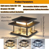Length: 30cm Outdoor Stainless Steel Post Light, Modern LED Fence Deck Cap Light Lantern Column Lamp for Flat Surface Patio with Glass Shade with IP54 Waterproof E26 Bulb for Outside Patio Yard Fence - Black - Size 30cm In Australia - Darrahopens