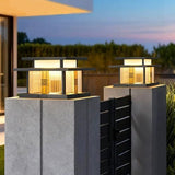 Length: 30cm Outdoor Stainless Steel Post Light, Modern LED Fence Deck Cap Light Lantern Column Lamp for Flat Surface Patio with Glass Shade with IP54 Waterproof E26 Bulb for Outside Patio Yard Fence - Black - Size 30cm In Australia - Darrahopens