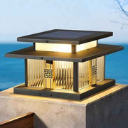 Darrahopens Home & Garden > Lighting > Night Lights & Ambient Lighting Length: 40 cm Outdoor Stainless Steel Post Light, Modern LED Fence Deck Cap Light Lantern Column Lamp for Flat Surface Patio with Glass Shade with IP54 Waterproof E26 Bulb for Outside Patio Yard Fence - Black - Size 40cm In Australia - Darrahopens