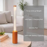Cordless Table Lamp Rechargeable, Black Aluminum Touch LED Lamp, Dimmable 2200K Warm White, USB-C Charging, 3 Modes, for Bedroom & Dining - Orange - Size 30*4cm