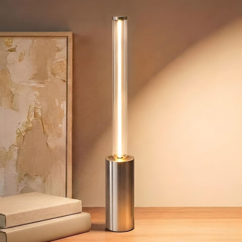 Cordless Table Lamp Rechargeable, Black Aluminum Touch LED Lamp, Dimmable 2200K Warm White, USB-C Charging, 3 Modes, for Bedroom & Dining - Silver - Size 30*4cm