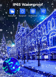 Solar String Lights Outdoor Waterproof, LED Outdoor Light | Solar Fairy Lights with 8 Lighting Modes, IP65 Waterproof Solar Christmas Halloween Lights for Outdoor Outside Tree Patio - Blue - Size 105ft 300-LED String Light
