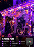 Solar String Lights Outdoor Waterproof, LED Outdoor Light | Solar Fairy Lights with 8 Lighting Modes, IP65 Waterproof Solar Christmas Halloween Lights for Outdoor Outside Tree Patio - Orange Purple - Size 22ft 30-LED String Light