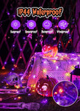 Solar String Lights Outdoor Waterproof, LED Outdoor Light | Solar Fairy Lights with 8 Lighting Modes, IP65 Waterproof Solar Christmas Halloween Lights for Outdoor Outside Tree Patio - Orange Purple - Size 22ft 30-LED String Light