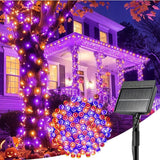 Solar String Lights Outdoor Waterproof, LED Outdoor Light | Solar Fairy Lights with 8 Lighting Modes, IP65 Waterproof Solar Christmas Halloween Lights for Outdoor Outside Tree Patio - Orange Purple - Size 72ft 200-LED String Light