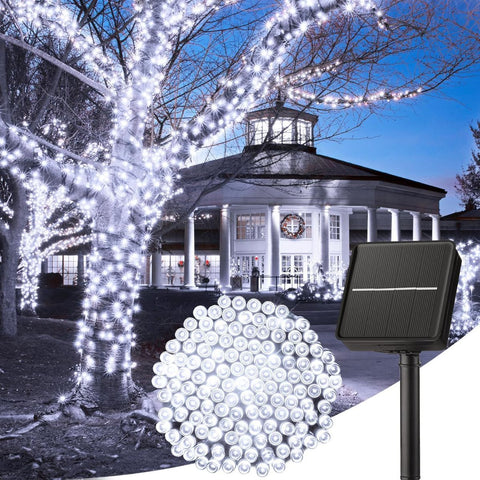 Solar String Lights Outdoor Waterproof, LED Outdoor Light | Solar Fairy Lights with 8 Lighting Modes, IP65 Waterproof Solar Christmas Halloween Lights for Outdoor Outside Tree Patio - White - Size 22ft 30-LED String Light